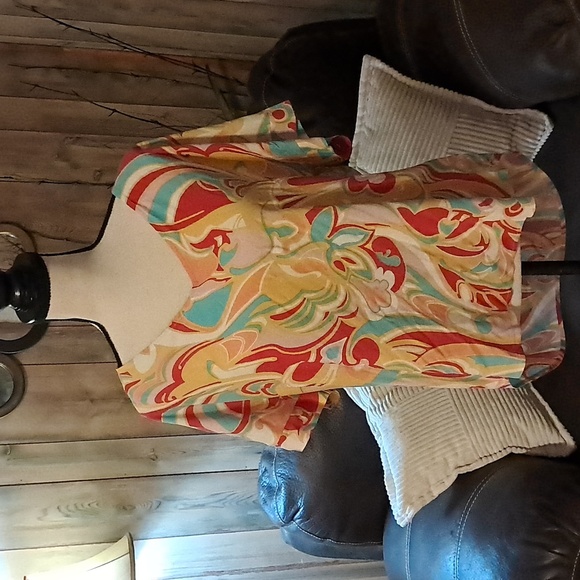 Emily Wonder Women Colorful Abstract Print Top Size Large - Picture 1 of 7
